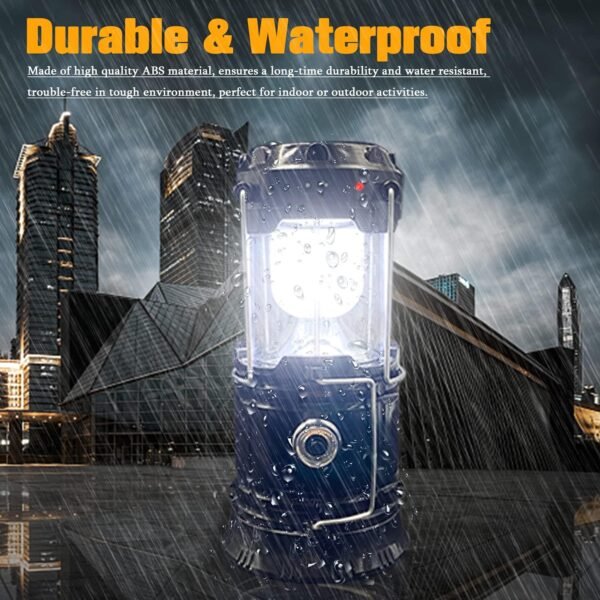 2-Pack Collapsible Camping Lantern Solar USB Rechargeable Portable Lightweight Waterproof LED Flashlight Survival Kits for Indoor Outdoor Home Emergency Light Power Outages Hiking Hurricane