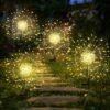 Garden Decor Outdoor Lights 120LED 2Pack, Solar Garden Lights for Christmas Outside Fairy Firework Decorative,Solar Powered for Yard Pathway Flowerbed Planter Balcony Patio Decor (Warm White