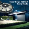 Solar Lights Outdoor, 168LED 6500K Flood Light Dusk to Dawn, 8 Sides Solar Outdoor Lights with Motion Sensor, IP66 Waterproof Solar Street Lights Outdoor for Yard, Pools(2 Pack)