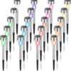 Solar Lights Outdoor Waterproof, 12 Pack, Stainless Steel LED Solar Garden Lights for Patio, Lawn, Yard and Landscape, Cold White