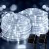 Solar Rope Lights, 39FT 100LED Outdoor Solar String Lights, IP65 Waterproof Solar Powered Fairy Lights with 8 Lighting Modes for Party Garden Yard Home Holiday Tree Decoration, Warm White