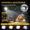 300W LED Solar Work Light Rechargeable, 8000LM LED Solar Camping Lantern, Portable Camping Lights, 4 Light Modes, IP67 Waterproof Tent Lights for Power Outages, Emergency, Hiking, Car Repair