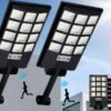 Solar Lights Outdoor for Outside, IP66 Waterproof Solar Street Lights Outdoor with Motion Sensor & Dusk to Dawn, 6500K Security Flood Light for Yard Garden with Remote Control - 4PACK