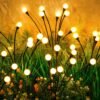 Solar Lights Outdoor(4 Pack, 32 LEDs), Solar Garden Lights, Outdoor Decorations, Firefly Light for Patio Decor, Big Bulb, Unique Gifts for Women, Gifts for Grandma