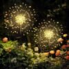 Garden Decor Outdoor Lights 120LED 2Pack, Solar Garden Lights for Christmas Outside Fairy Firework Decorative,Solar Powered for Yard Pathway Flowerbed Planter Balcony Patio Decor (Warm White