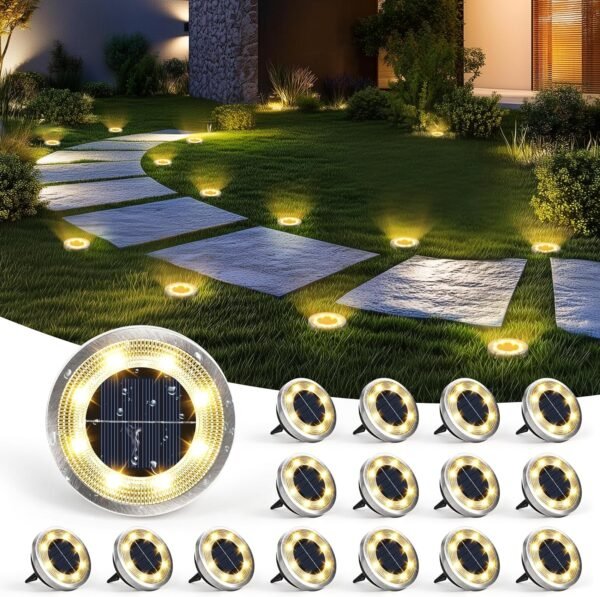 10 Pack Solar Ground Lights Outdoor Waterproof, Solar Powered Pathway Lights, Landscape Lighting for Garden Walkway Driveway Backyard Decor (Cool White)