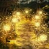 Garden Decor Outdoor Lights 120LED 2Pack, Solar Garden Lights for Christmas Outside Fairy Firework Decorative,Solar Powered for Yard Pathway Flowerbed Planter Balcony Patio Decor (Warm White